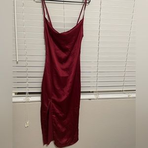 burgundy midi dress